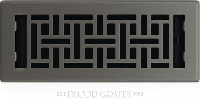 Decor Grates AJH412-GM Oriental Floor Register, 4x12 Inches, Gun Metal by DecorGrates