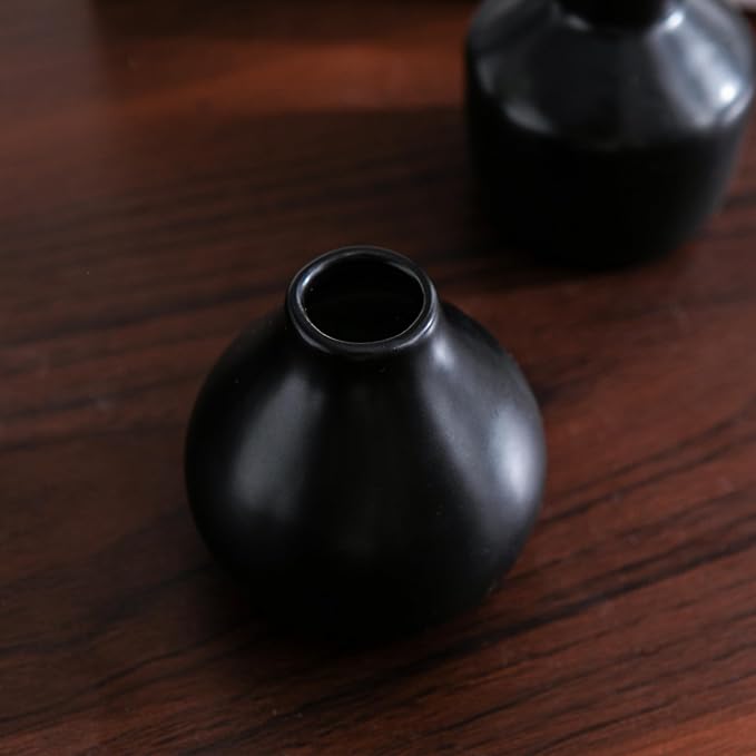 Black Ceramic Bud Vase Set of 12 Glossy Modern Flower Vases | Elegant mini - Image 6