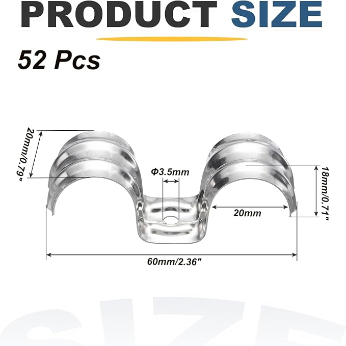 MECCANIXITY 52pcs Conduit Clamp 13/16 Inch 20mm, 2 Hole Stainless Steel Pipe - Image 2
