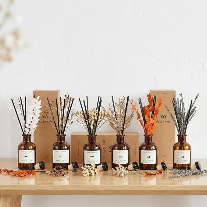 Flower Reed Diffuser Set Vanilla Cinnamon Scent - Image 5