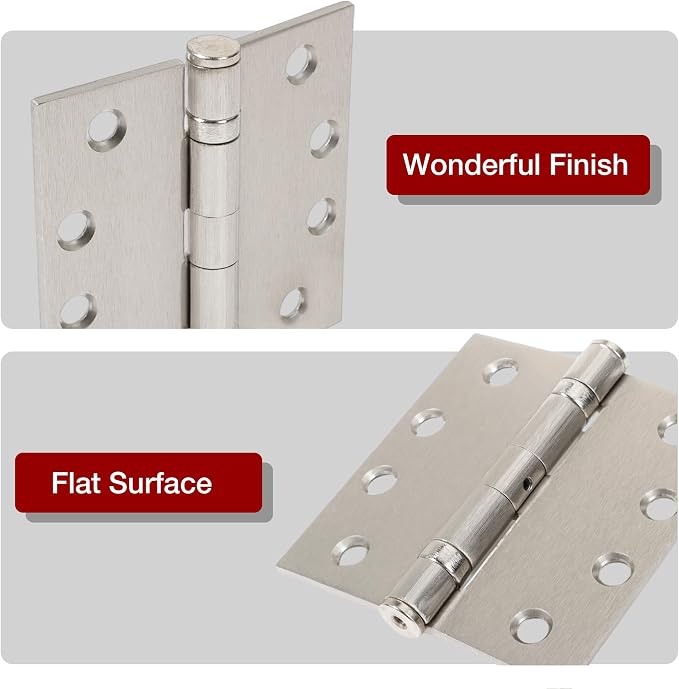 TDCHINGES Heavy Duty Door Hinges Brushed Nickel 4.5 Inch x 4 1/2" Square | 12 - Image 4