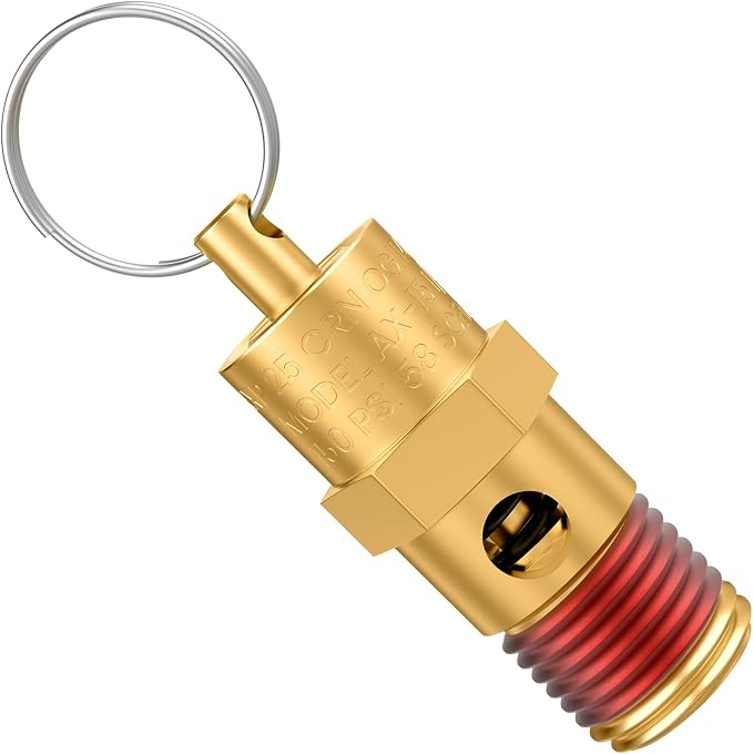 1/4" Male NPT Brass Safety Valve, 1 Pack | 200 PSI Pressure Relief by Unknown