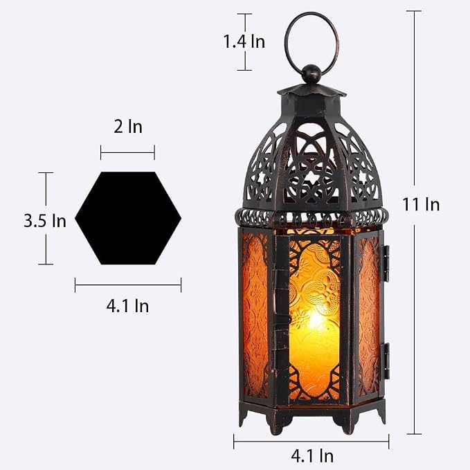 NEEDOMO Set of 2 Moroccan Lanterns Decorative Indoor & Outdoor, Hanging Candle - Image 4