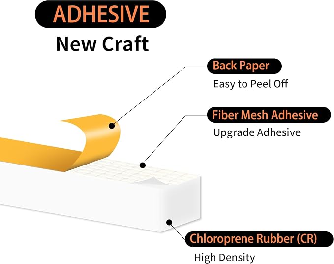 Weather Stripping, High Density CR, Strong Adhesive, 1/2 in x 3/8 in x 13Ft | - Image 2
