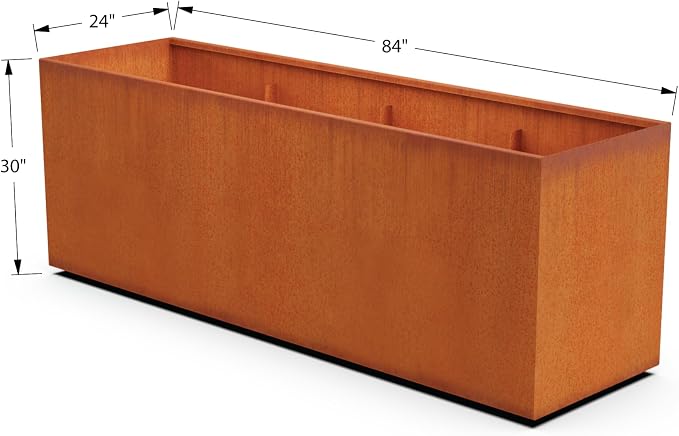 Corten Steel Planter 84x24x30 | Large Rectangular Planters - Image 5