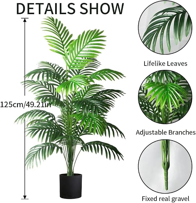 4ft 2pcs Large Artificial Plants Fake Palm Tree Tropical Palm Leaves Faux Palm - Image 3