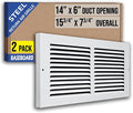 2 Pack] Fits 14x6 Duct Opening | Steel Baseboard Return Air Grille by Handua | by Handua