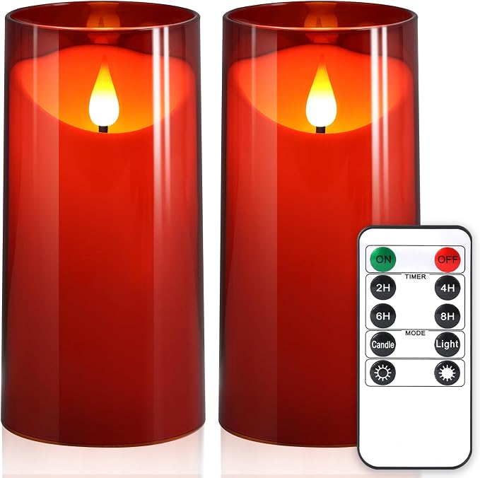 NURADA Flameless Candles with Remote Timer: 3D Wick Battery Operated Led Pillar by NURADA