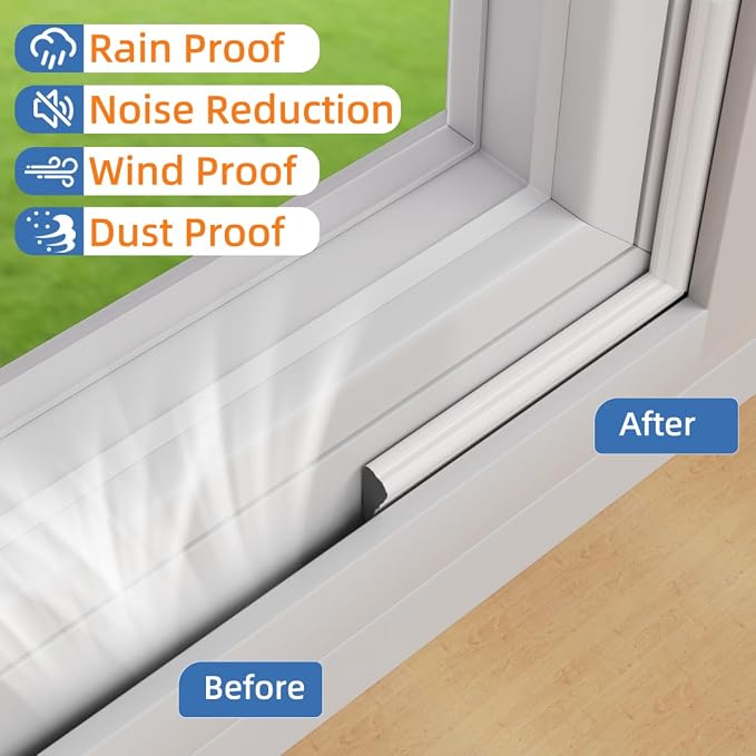 Wedge-Shape Window Weather Stripping Door Frame Seal 2Pcs×196” White | Upgrade - Image 6