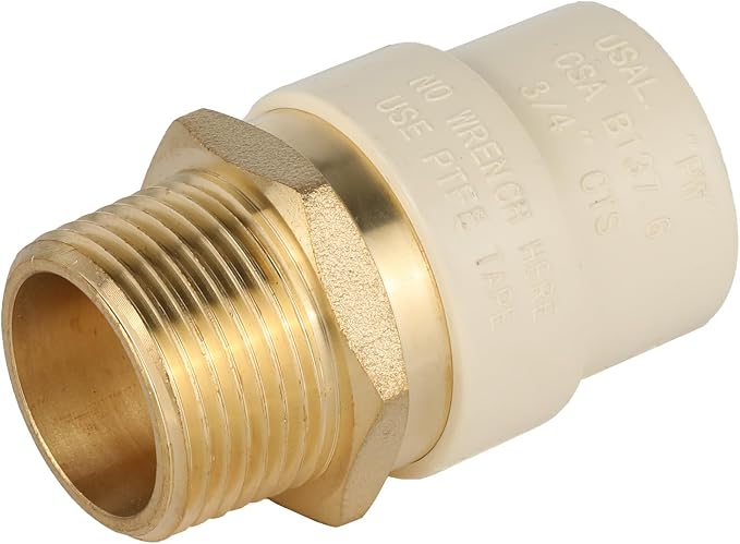 EFIELD 3/4"CPVC X 3/4"Male Thread NPT Transition Coupling, Brass Adapter Pipe - Image 3