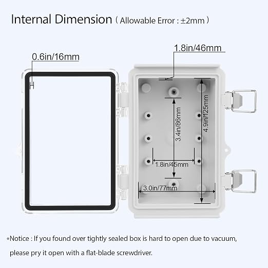 Electrical Box, IP67 Waterproof Hinged Clear Cover Stainless Steel Latch - Image 5