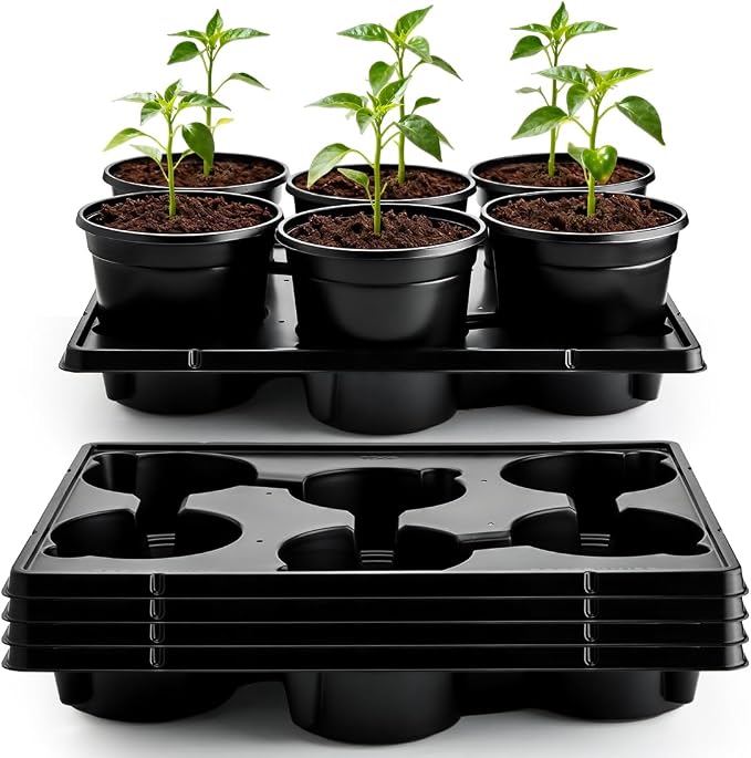 RooTrimmer 6 Inch Plastic Plant Pots 30 Pack and 6 Cell Nursery Pots Trays 5 by RooTrimmer