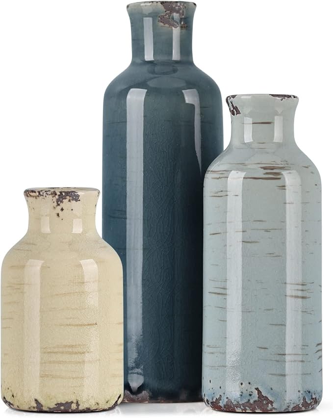 Multicolor Ceramic Vase Set of 3 by QIANLING