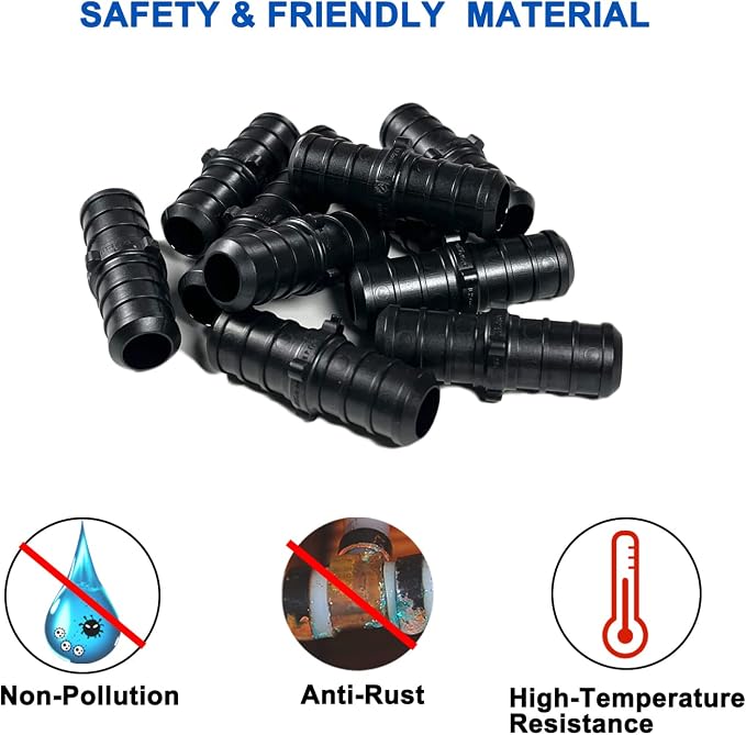 1/2 Inch Coupling, Poly PPSU Barb Crimp Pex Fitting, No Lead Plastic Pex - Image 2