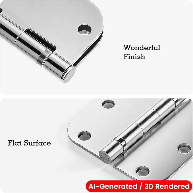 TDCHINGES Rounded Door Hinges Polished Chrome 3.5 Inch 5/8" Lasting Mute | 3 - Image 6