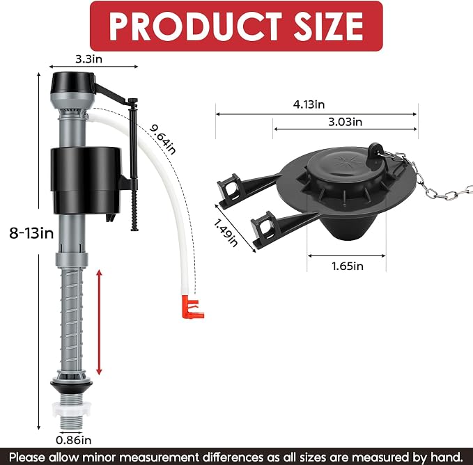 Universal Toilet Flush Valve Replacement Kit Height Adjustable Fill Valve | - Image 5