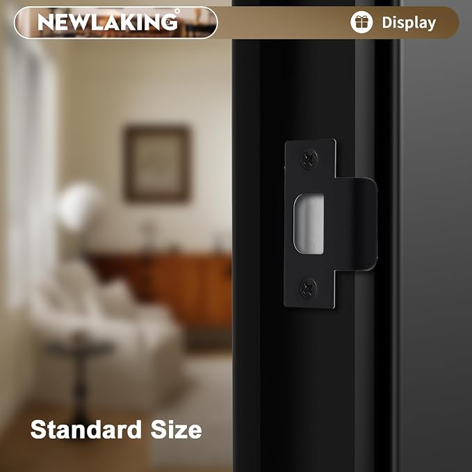 T-Shape Door Strike Plate, Matte Black, 2-1/8'' Hole Spacing | Door Frame - Image 6