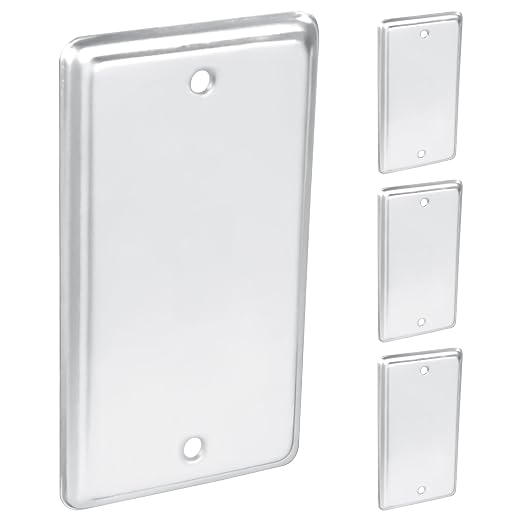4 Pack - 4x2 Single Gang Rectangle Blank Outlet Cover, Fire Rated | Ideal by OhLectric