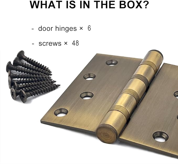VOLUKA 6 Pack Stainless Steel 4'' Door Hinges - Image 3
