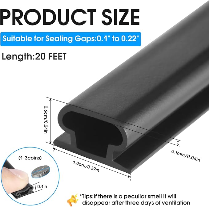 Weather Stripping Door Seal Strip, D-Shaped Self-Adhesive, Soundproof Blocks - Image 2