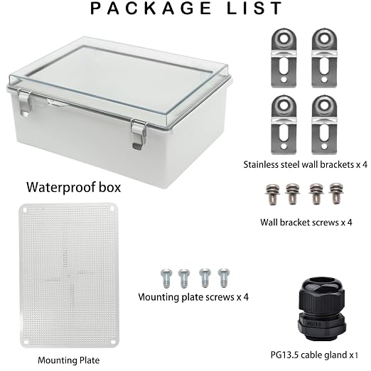 Waterproof Electrical Box, IP67 Junction Box Stainless Steel Latch Hinged Clear - Image 5