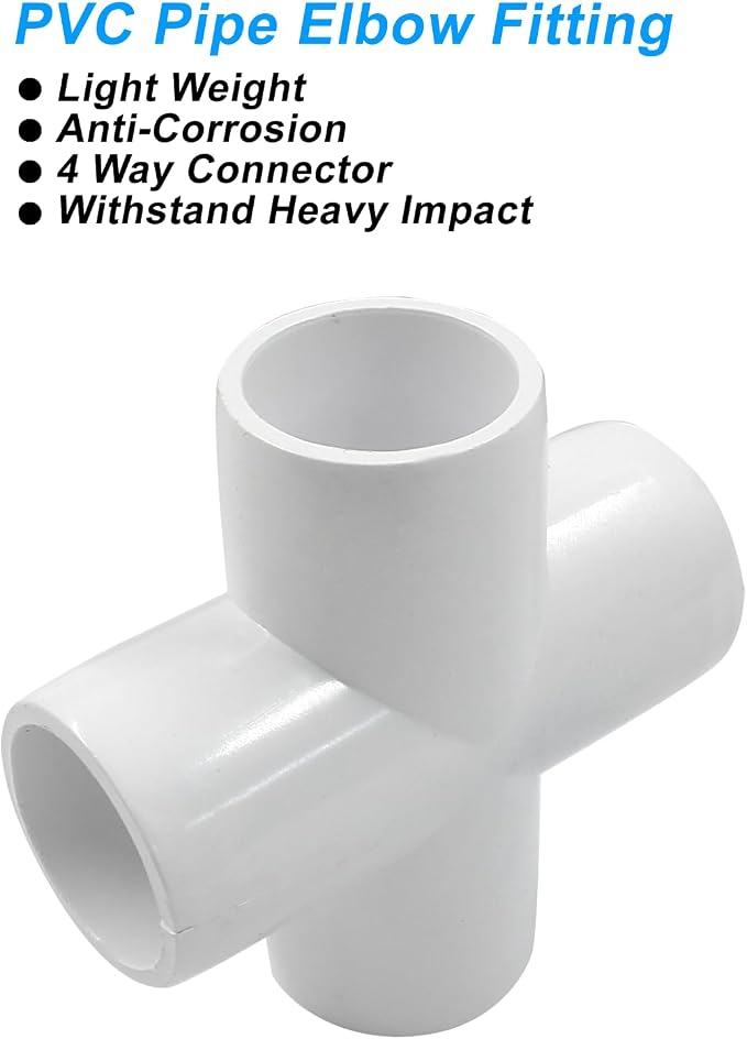Piutouyar 4 Pcs 1/2" Cross Elbow PVC Pipe Fitting, 4 Way | Furniture Grade Pipe - Image 5