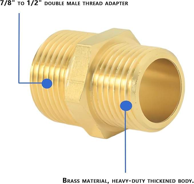 Brass 1/2"x7/8" or 15/16" Double Male Splitter | Double male extension - Image 8