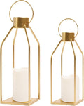 HPC Decor Modern Farmhouse Lantern Decor- Gold Metal Candle Lanterns by HPCDECOR