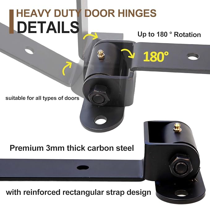 2 Pcs Heavy Duty Gate Hinges, 900LBS Capacity 180° Open Weld on Hinge or - Image 3
