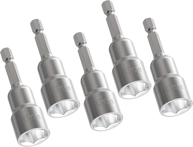 5pcs 13mm Nut Setter Driver Drill Bit, 65mm Length | Quick-Change, Impact Nut by FOCMKEAS