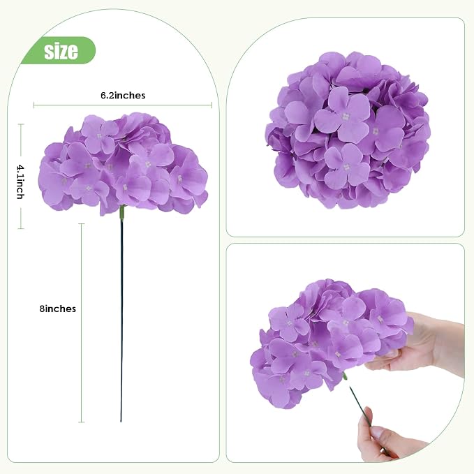 AVIVIHO 65pcs Lavender Fake Flowers Hydrangea Artificial Flowers Bluk - Image 3