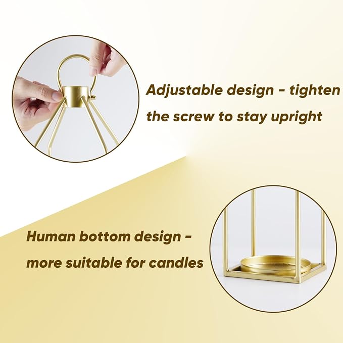 Homemory Modern Farmhouse Gold Metal Lanterns 2PCS - Image 7