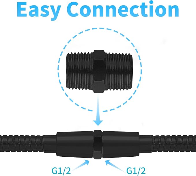 OFFO Shower Hose Extension Adapter, G1/2 to G1/2 Shower Hose Extender Fitting - Image 3