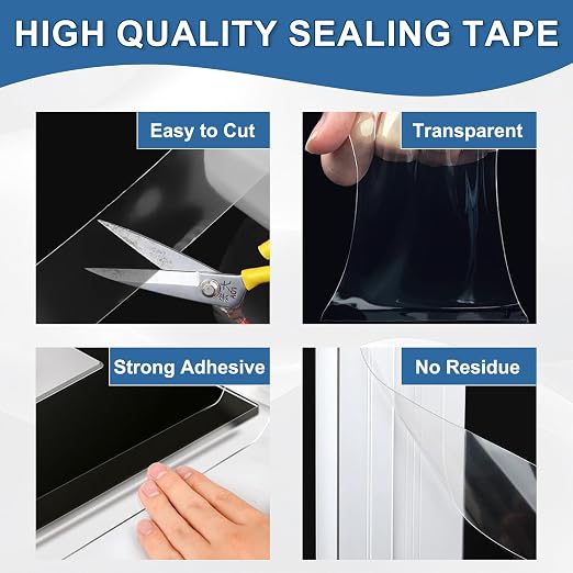 Transparent Window Weather Sealing Tape 2IN x 35 yd Draft Isolation No Residue - Image 5