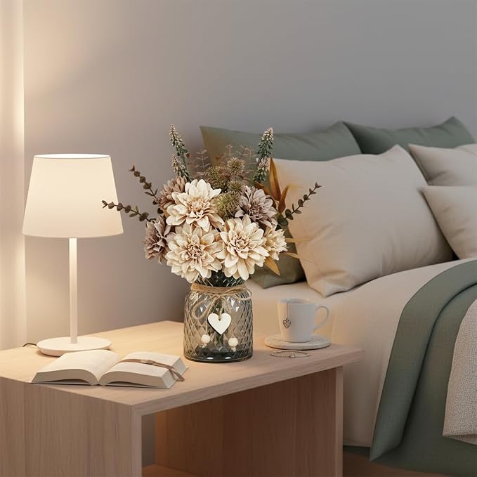 Faux Flowers in Vase, Light Brown Fall Fake Flowers - Image 9