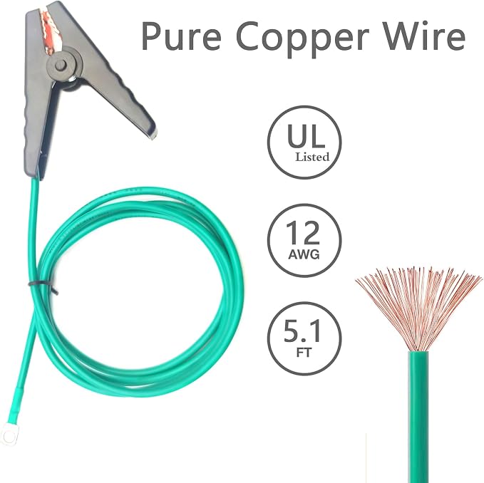 Portable Ground Rod with 5.1ft 12AWG UL Listed Grounding Wire with Crocodile - Image 4