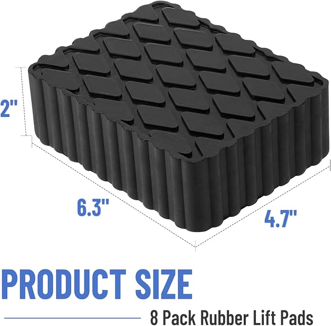 8 Pack Solid Rubber Auto Lift Pads, 6-1/3" x 4-3/4" x 2 | 8 Pack Anti-Skid Lift - Image 7