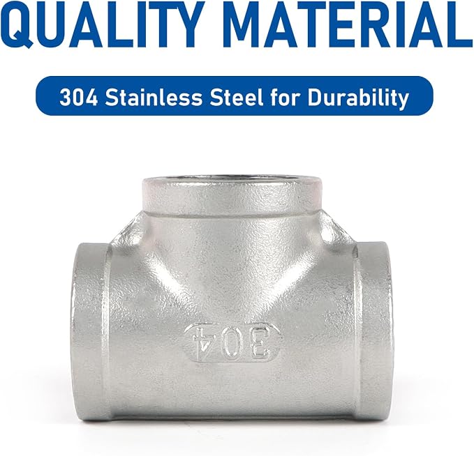 Pipe Fittings 304 Stainless Steel Tee Pipe Fittings 1/2" x 1/2" x 1/2" NPT - Image 5