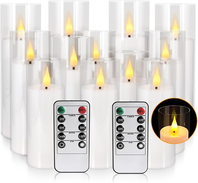 12-Pack White Acrylic Flameless LED Candle Set - Image 2