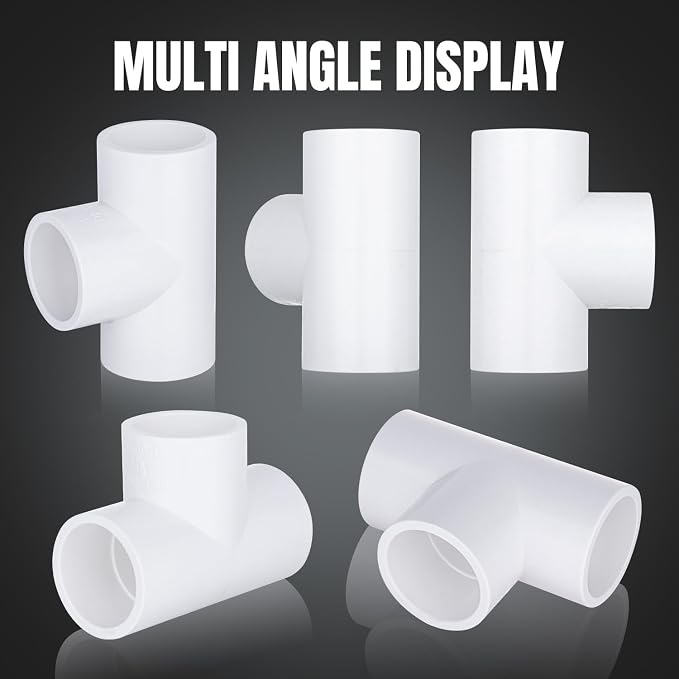 20-Packs 1/2 inch Tee PVC Fitting 3 Way Furniture Grade Pipe Elbow Connector - Image 3