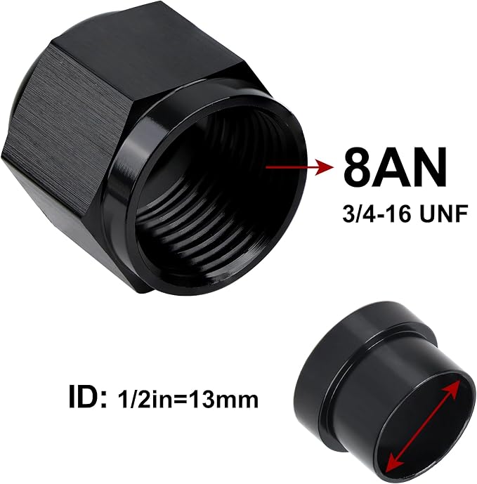 EVIL ENERGY 8AN Female Hardline Tube Nut & Sleeve Aluminum Fitting - Image 2