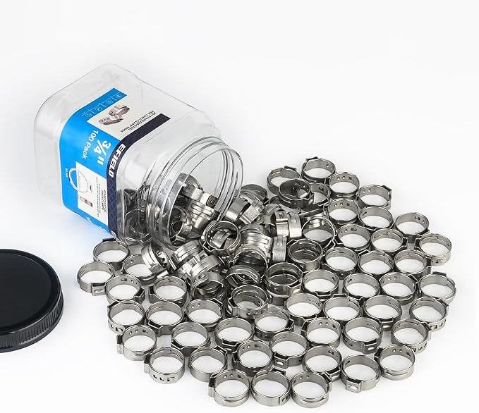 100 piece EFIELD 3/4-inch Pex Crimp Cinch Clamp Rings | Stainless Steel - Image 6