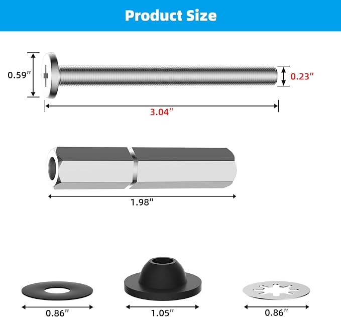 Hibbent 4 PCS Toilet Seat Bolts Kit, Stainless Steel Bolts - Image 3