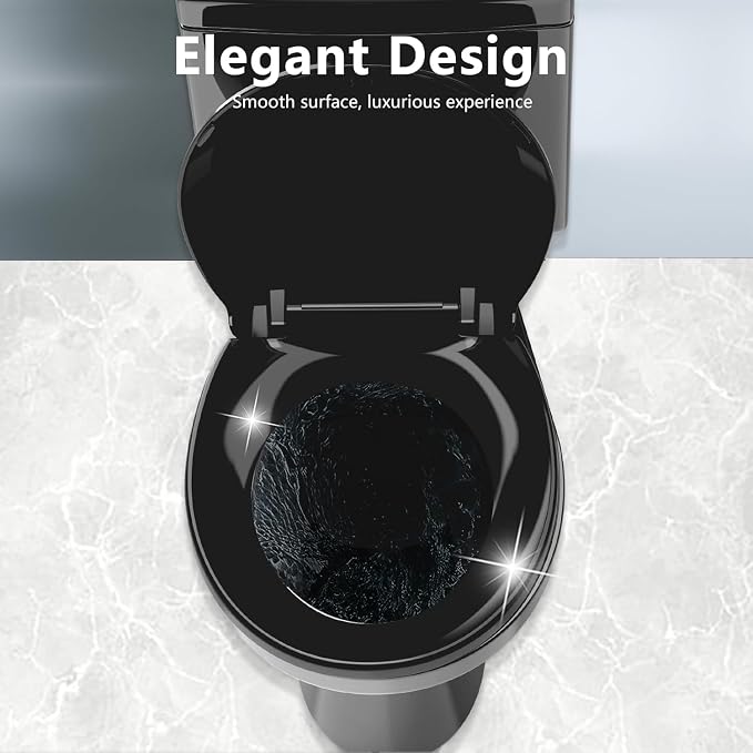 Black Round Toilet Seat, 16.5 x 14.1 Inch Premium PP Plastic Toilet Seat - Image 4