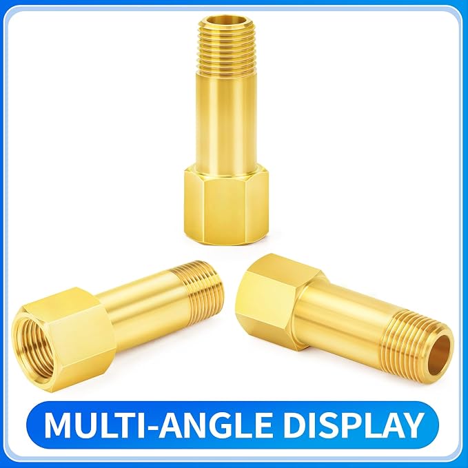 ChillWaves Brass Pipe Fitting, Long Nipple Pipe 1/2" NPT Male x 1/2" NPT Female - Image 3