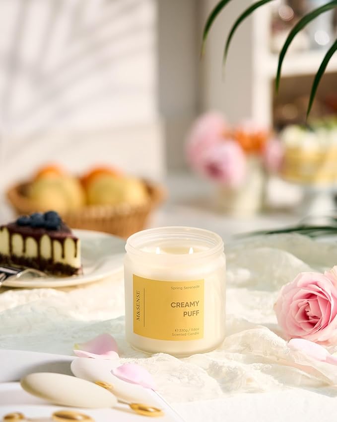 M&SENSE Sandalwood Gardenia Large Soy Candles, 11.6oz Natural Non Toxic | - Image 7