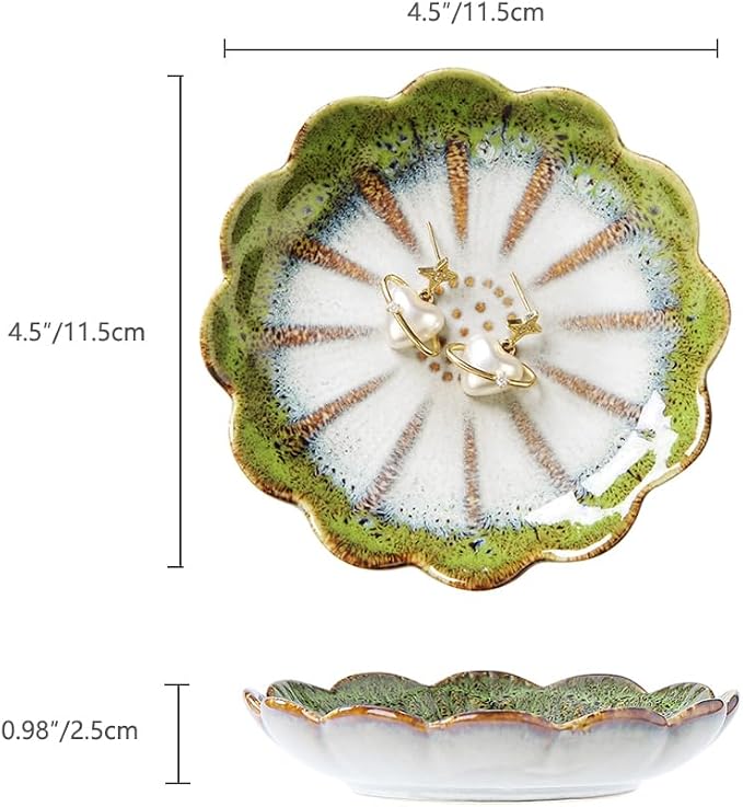 Lotus Ring Holder Dish Small Indoor Ash Tray, Ceramic Dessert Plate Trinket - Image 4