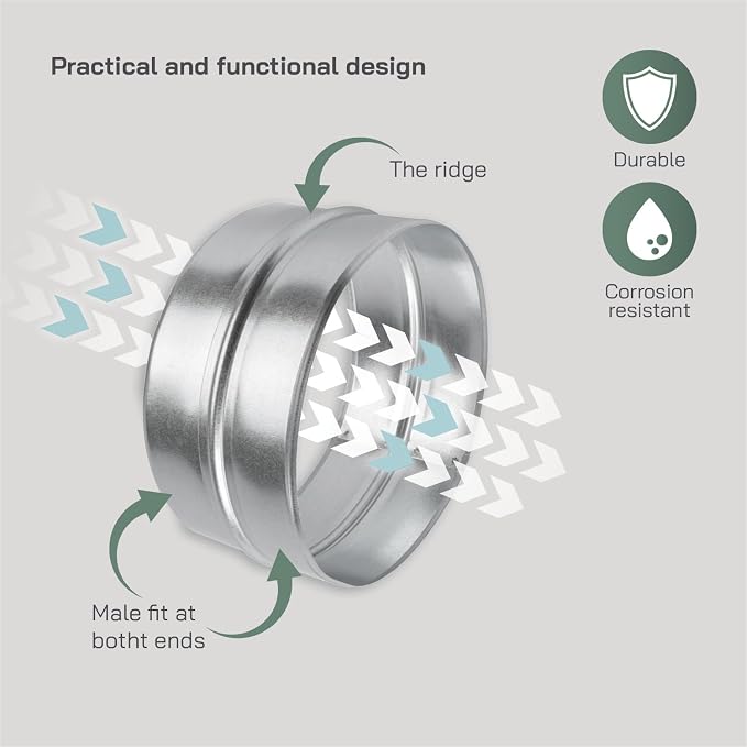 Vent Systems 8'' Inch Galvanized Steel Duct Connector - Image 4