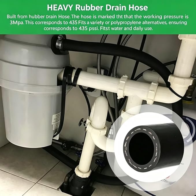 6FT Dishwasher Drain Hose, 7/8 Inch ID Rubber Discharge Hose - Image 5