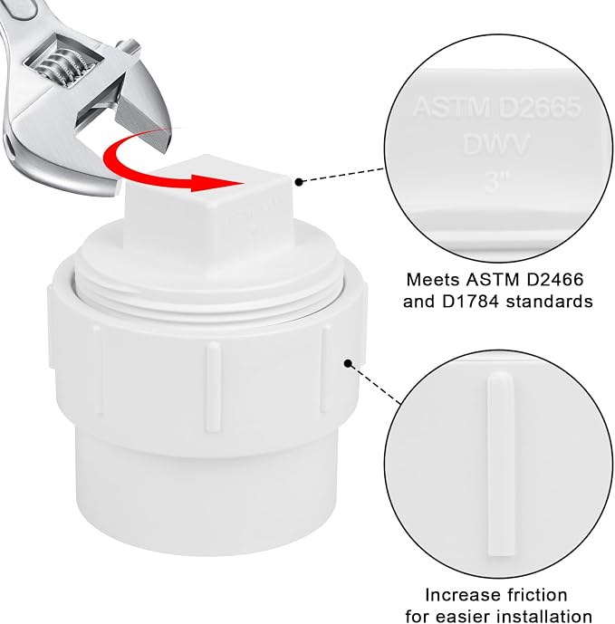 2Pack 3" PVC Sewer Cleanout Adapter - Image 4